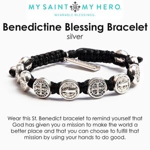 My Saint My Hero Benedictine Blessing Bracelet Silver
